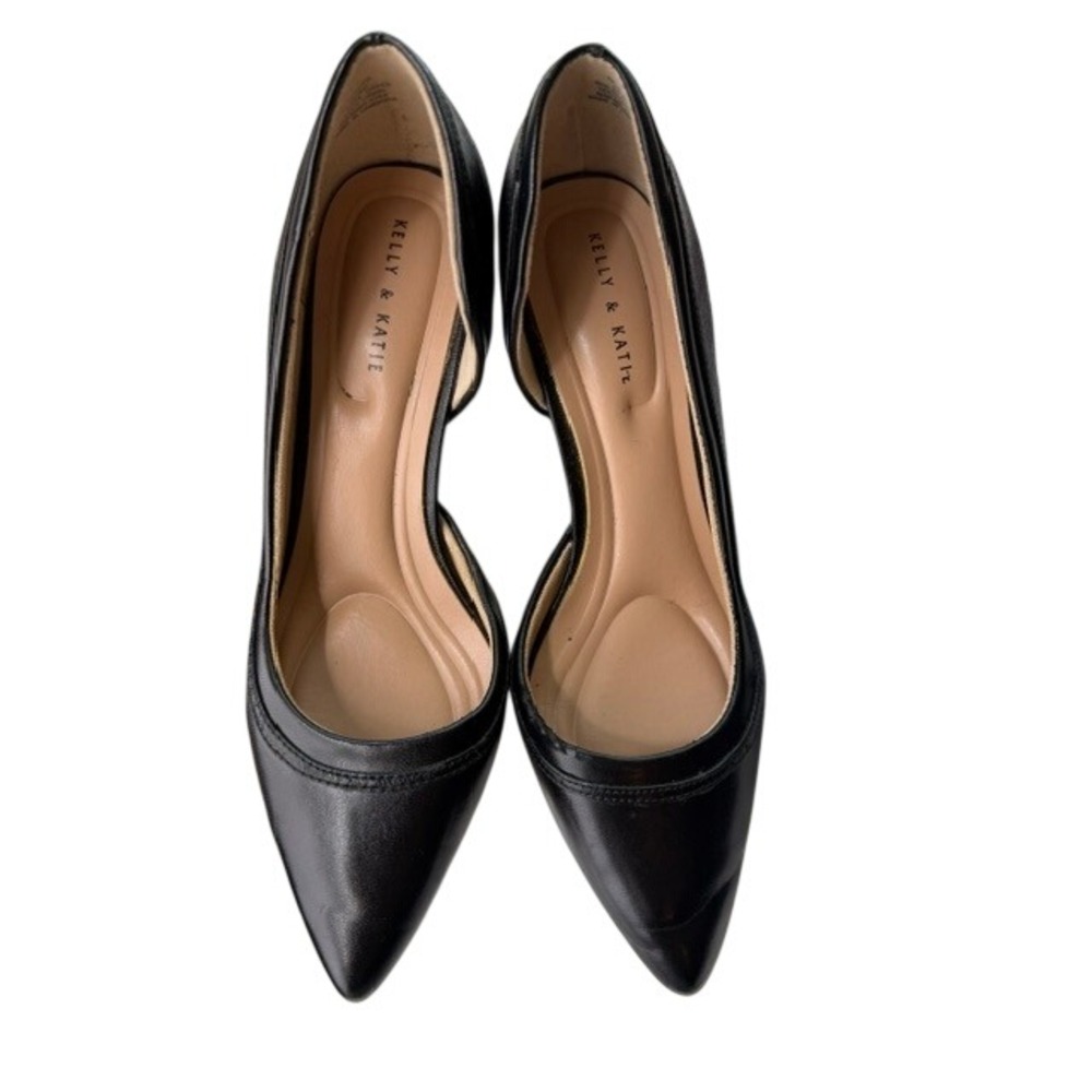 Kelly & Katie Black Pointed Toe dOrsay Kitten Heels KK-SHENNA Size 9M
